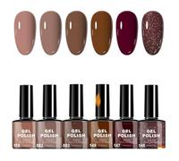Nail Polish Kit - 6 Colors Fall Winter Nude Gel Polish Set Skin Tones Neutral Brown Soak Off Gel Nail Kit, Chocolate Caramel Shades Soak Off Gel Polish for Salon & DIY Nail Art at Home