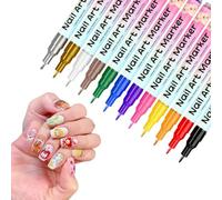Nail Polish Markers - 12 Colors Fine Tip Doodle Tools, Fine Tip Doodle Pens | PP Construction | DIY Art Journal Kit | Nail Drawing Pens For