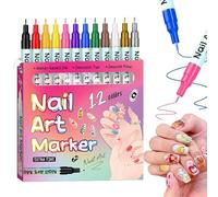 Nail Polish Markers - 12 Colors Fingernail Art Pens | DIY Nail Tools | Creative Manicure Drawing Coloring Design Set Beauty Decoration Solution For Women Girls Girlfriend Daughter Home Salon Party