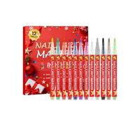 Nail Polish Markers - 12 Colors, Quick Dry Christmas Nail Paint Pens | Professional Manicure Nail Marker Set for Formal Wedding Travel Gathering