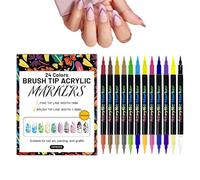 Nail Polish Markers | Double-Ended Fingernail Decor Supplies | Nail Painting Liner Brush | for Beginners Professionals Ladies Wives Mothers Home Salon Art Students DIY Enthusiasts