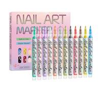 Nail Polish Markers - Fine Tip Drawing Pens For Creative Art | Pen Body With 0.7mm Precision Tip, Colorful Nail Marker Set For Manicure Design Practice Beginners Teens Gift Fun