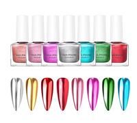 Nail Polish - Mirror Effect, Shiny Sparkle | Beauty Art Color, Glam Finish Supplies Women Home Wedding Party Holiday Manicure