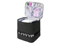 Nail Polish Organiser 70/48/30bottles Nail Polish Storage Bag Essential Oil Bag Portable Cosmetic Nail Care Kit Tool Storage Box Double Layer Storager(S-Black)