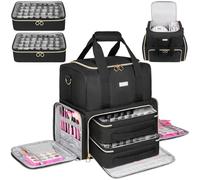 Nail Polish Organiser Bag,Large Nail Kit Bag Holds 80 Bottles and a Nail Lamp,Nail Polish Carrying Case with Two Removable Bags,Portable Nail Polish Holder for Nail Supplies