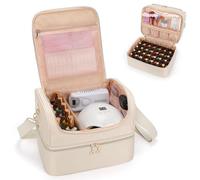 Nail Polish Organiser, Nail Varnish Storage Box Holds 45 Bottles Nail Polish & Nail Lamp, Nail Tech Travel Case, Nail Kit Carrying Bag for Nail Stuff & Manicure Tools (White, 45 Slots)