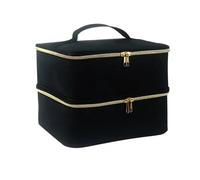 Nail Polish Organiser,Nail Varnish Storage Nail Polish Storage Bag Essential Oil Portable Cosmetic Care Kit Tool Box Double Layer 30 Compartment(Small Black)
