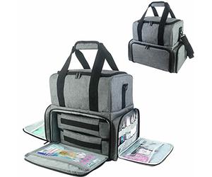 Nail Polish Organisers, Portable Nail Varnish Storage Bag Holds 80 Bottles and Nail Lamp, Double Layer Design Nail Polish Carrying Case with 2 Removable Bags for Nail Supplies