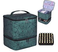 Nail Polish Organizer and Nail Lamp Case, Nail Kit Organizer Holds 30 Bottles (15ml - 0.5 fl.oz) and a Nail Lamp, Nail Polish Carrying Case with Manicure Tools Storage Sections, A-Green, Big Case for