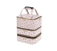 Nail Polish Organizer Bag, 3-Tier Nail Storage Organizer Holds 84 Bottles Nail Polish Nail Lamp Detachable Bottom Layer for Salon & Home Use (Pink)