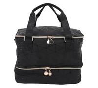 Nail Polish Organizer Bag Double Layer Large Capacity Water Resistant PU Leather Adjustable Partition Design for Professional Nail Technicians Makeup Artists Black Spider Pattern