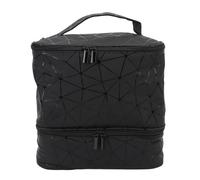 Nail Polish Organizer Bag Double Layer Nail Supplies Storage Box with Removable Sponge Pads Holds 30 Bottles for Nail Technicians Makeup Artists PU Leather 25x20x25cm