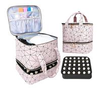 Nail Polish Organizer Bag - Nail Glue Storage Bag, Double Layer Nail Polish Holder | Portable Storage Case for 30 Bottles, and Esential Oils Organizer Case for Nail Tech and Manicure Tools