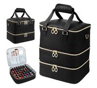 Nail Polish Organizer Case 3-Layer Portable Nail Bag for Nail Tech Black | Bottle Storage Compartments, Nail Varnish Organisation, DIY Manicure Supplies, Travel Kits, Salons, Home Studios and Courses