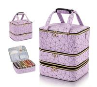 Nail Polish Organizer Case Holds Bottles Nail Polish Storage for Nail Tech & DIY Kits, Portable Nail Bag Supplies Carrying Case (Purple, 3 Layers)