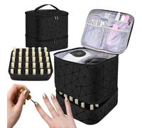 Nail Polish Organizer Case - Nail Polish Case with Double Layer Design - Holds 30 Bottles Nails Box Bozer Case for Nails Tech and Manicure Tools