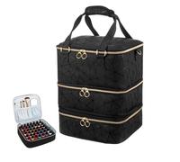 Nail Polish Organizer Case with 3 Layers Holds 84 Bottles Nail Polish Storage, Nail Polishs Storage Bag, NailPolish Storage Bag Can Hold 84 Bottles of Nail Polishs for Salons and Families (Black)