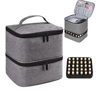 Nail Polish Organizer Holds 30 Bottles (15ml) and 1 Nail Light Nail Polish Carrying Case with Storage Pockets for Manicure Tools Double Layer Nail Polish Storage Travel Bag with Handle, AGray, Big