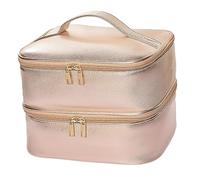 Nail Polish Organizer Holds 42 Bottles Portable Double Layer Nail Dryer Case Rose Golden