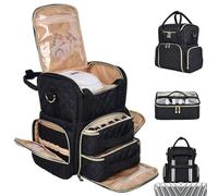 Nail Polish Organizer Holds 48 Bottles Nail Bag Multi Pocket Polish Bag with Drawer Zipper Closure Portable Waterproof Multipurpose Storage Organizer