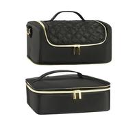 Nail Polish Organizer, Nail Storage Holder, Double Layer Bag, Nail Supplies Case with Compact and Spacious Design 11.81 x 9.84 x 8.66 inches for Travel and Professional Use (1 Piece), Black, Se