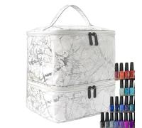 Nail Polish Organizer: Storage of Double Large Capacity Nail Varnish, Which Has a Nail Polish with Zipper | Waterproof Makeup, Suitable for, White/Dark Grey , Consulte la descripción, See