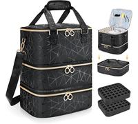 Nail Polish Organizer, Three Layer Nail Technician Case, Makeup Bag Cosmetic Case, Pu Nail Varnish Storage, Portable Nail Bag, Waterproof Nail Kit Supplies Organizer Travel Storage Bags