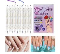 Nail Polish Pen - 10 Colours Semi-Permanent Nail Polish Quick Drying Pen with Fast Drying | Practice, Salon, Home, Parties, Holidays, Halloween and