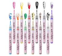 Nail Polish Pen - 12 Colors Quick Drying 3D Brush Nail aŕt Pens | 0.5mm Nails Pens| For Art Drawing, Coloring, Graffiti, Crafts, Canvas Design, Home Salon Decoration
