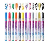 Nail Polish Pen - 12 Pieces Art Line Quick Drying, Gel Pen Kit for Nail Polish | for Beginners Home Salon Art Works