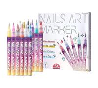 Nail Polish Pen - 12 Pieces High Pigmentation Fast Drying - Gel Polish Marker, Ideal for Home and Salon Use by Beginners and as a Gift