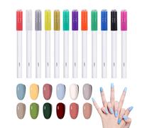 Nail Polish Pen | 12 Pieces Quick Drying Markers for Decoration | Marker with Gel Polish | For Home Hand Care Salon Cosmetic Practice Party Projects