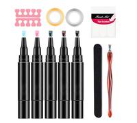 Nail Polish Pen Set, 5x Nail Graffiti Pens,12cm/4.72inch Gold Wire*1 Piece 5 Vibrant Colors for Creative Designs Quick-Drying Polish, Long-Lasting Gel, Manicure Kit