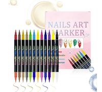 Nail Polish Pens,12 Colors Dual-Ended Fingernail Pens | Nail DIY Markers Quick Drying - for Women Girls Girlfriend Daughter Holiday Christmas Birthday Party Home Salon Beginner