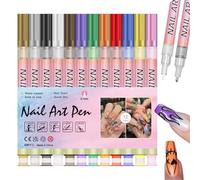 Nail Polish Pens - 12 Colors Paint Nail Polish Pens | Waterproof Quick Drying Dotting Drawing Tools for Home & Salon Use