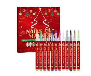 Nail Polish Pens - 12 Colors Quick Dry Fine Tip Markers, 0.3mm Art Design Brush, Smooth Painting Doodle Tool, Water-Based Formula | Creative Manicure Kit For Women Girls Salon Beauty Practice Drawing