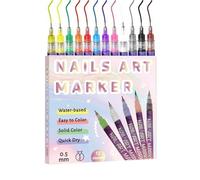 Nail Polish Pens - 12 Fingernail Liner, Art Marker for Kids Girls Adults, Gel Applicator with Fast Drying Ink, Craft Supplies, Salon Tool for Canvas Painting, Home Creativity and Beginner Practice