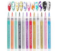 Nail Polish Pens 12Pcs/Set Nail Art Pens 12 Colors Nail Polish Pens Quick Dry Nail Art Paint Smooth Graffiti Dotting Pen Waterproof Drawing Painting Nail Polish Design Pens for DIY Manicure Tools