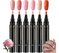Nail Polish Pens, 3 in 1 Gel Nail Polish Pen Set, 36 Color Gel 8 ml, Quick Dry One Step, DIY Arts for Home and Professional Manicure (6 PCS) (B)