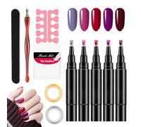 Nail Polish Pens, 5PCS Nail Polish Pen Set, 3 In-1 Gel Nail Polish Pen, Nail Varnish Sets for Women, Quick-Drying Polishey Nails Pens, onee Step Nail Gel Pen, Nail Varnish Nail Tools For Women Girls