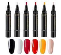 Nail Polish Pens | 6 Colors Nail Varnish Pens Set | Nails Art Pen | Quick-Dry Gel Nails Pen Polish | Non UV O-ne Step N-ail Paint for Home Salon Women Girls