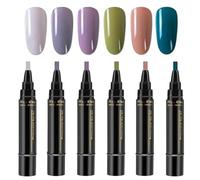 Nail Polish Pens | 6 Colors Nail Varnish Pens Set | Nails Art Pen | Quick-Dry Gel Nails Pen Polish | Non UV O-ne Step N-ail Paint for Home Salon Women Girls