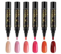 Nail Polish Pens 6 PCS - 3 in 1 Gel Nail Varnish for Real Nails - One Step Manicure Pen Set for Girls' Home and Professional Use
