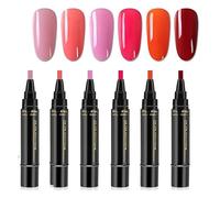 Nail Polish Pens, 6 Pcs 3 In 1 Gel Nails Polish Pen Set, Quick-Dry Nail Art Pens One Step Gel Nails Pen DIY Fingernail Varnish Pen, Long-Lasting Gloss Salon Manicure Kit for Women Girls (D)