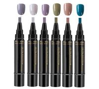 Nail Polish Pens, 6 Pieces Waterproof Gel Nail Varnish Pens Kit, Long Lasting Nails Art Pen Tools Kit for Adults Kids, Colorful Nails Painting Pen Polish Tools Set, for Women Girls