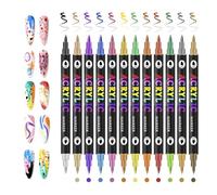 Nail Polish Pens - Fingernail Paint Markers | 12 Color Double Tip Pens with Easy Draw Design, Home Salon Manicure Tool with Precise Application, Art Project Accessories for Beginners Teens