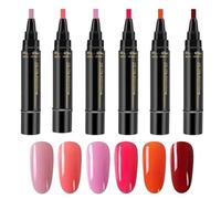 Nail Polish Pens for Women - Home Manicure Nail Polish | Quick Drying Gel Polish, Quick Drying 6 Colours Gel Nail Polish Pens No UV Gel Nail Polish Craft Pens House Manicure Helper