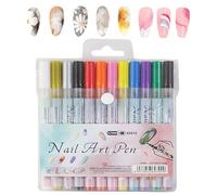 Nail Polish Pens - Manicure Kit 12 Colours Quick Drying | Nail Contour Gel Paint Pen 0.3 mm - Ideal for Home Salon Design Gift Women Girls Beginners