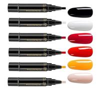 Nail Polish Pens | Quick-Dry 6 Colors Gel Nail Pen | No UV One-Step Gel Nails Varnish Art Pen Tool | Professional 3-in 1 Nails Polish Painting Crafts Pens Accessories for Home Salon