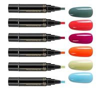 Nail Polish Pens | Quick-Dry 6 Colors Gel Nail Pen | No UV One-Step Gel Nails Varnish Art Pen Tool | Professional 3-in 1 Nails Polish Painting Crafts Pens Accessories for Home Salon